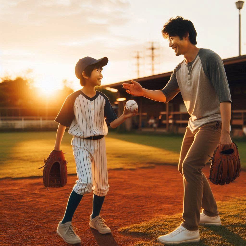 happy_father_son_playing_catch_sunset2