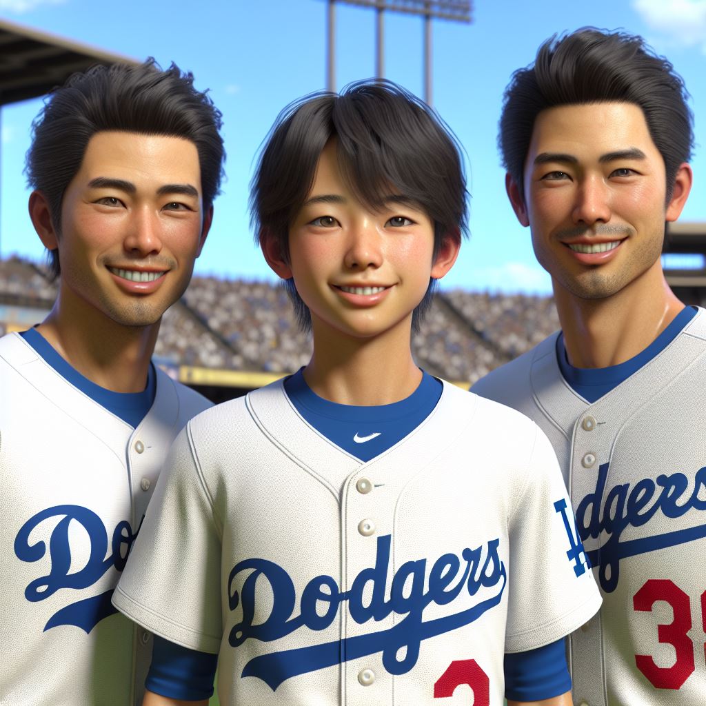 Three Dodgers with bright smiles