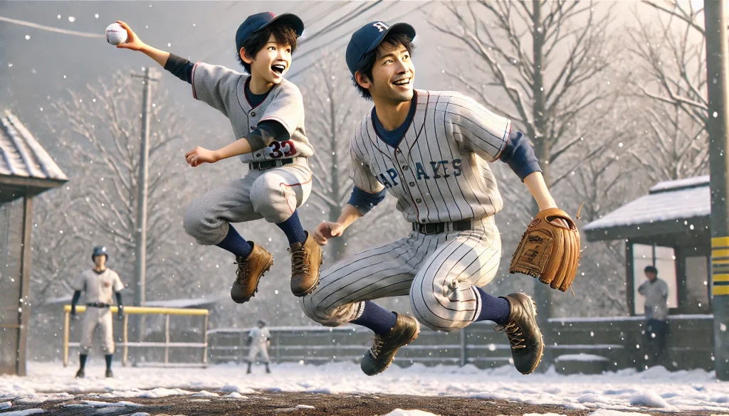 Capturing the joy of the game A young baseball player, 13, grins as he throws the ball, his dad cheering him on (2)