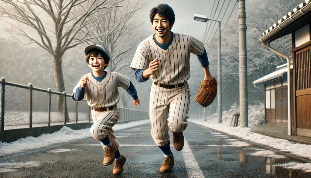 Capturing the joy of the game A young baseball player, 13, grins as he throws the ball, his dad cheering him on (3)