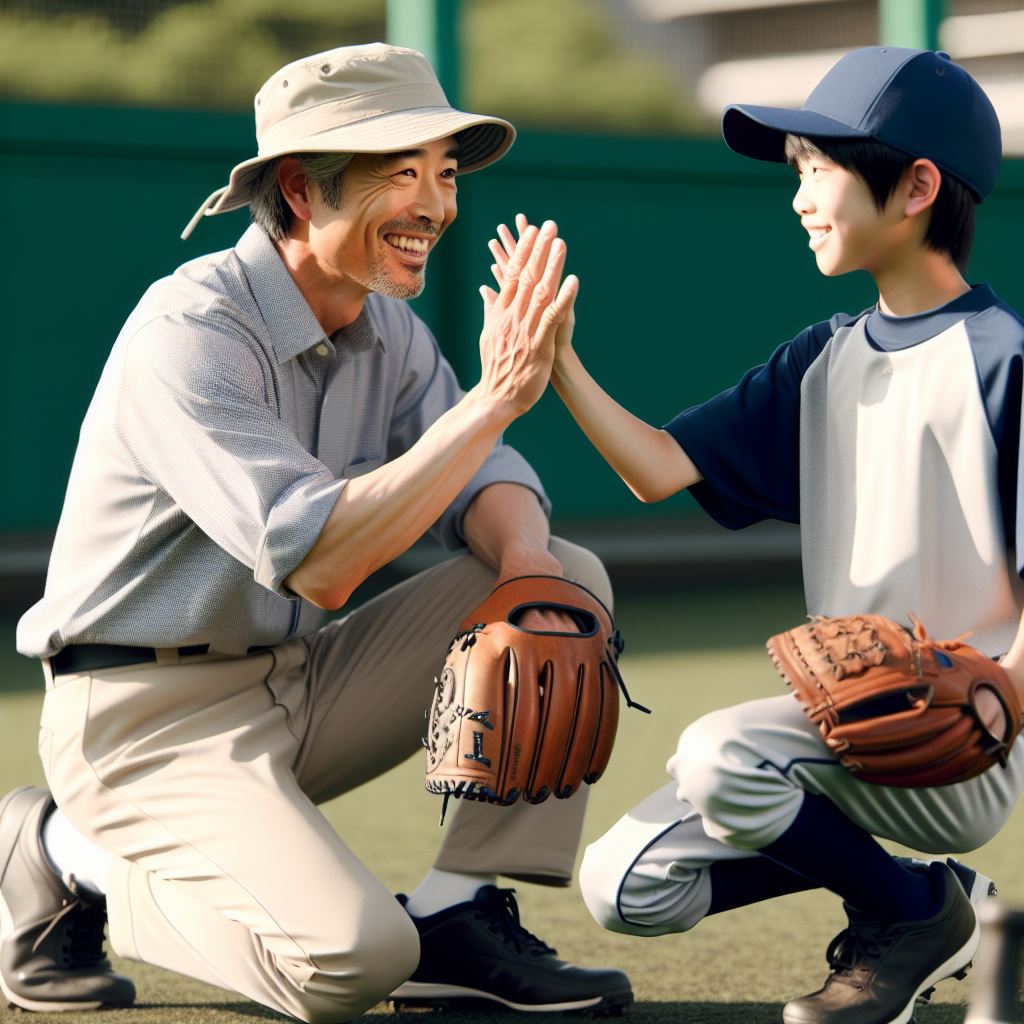 Coach high-fiving young player (3)