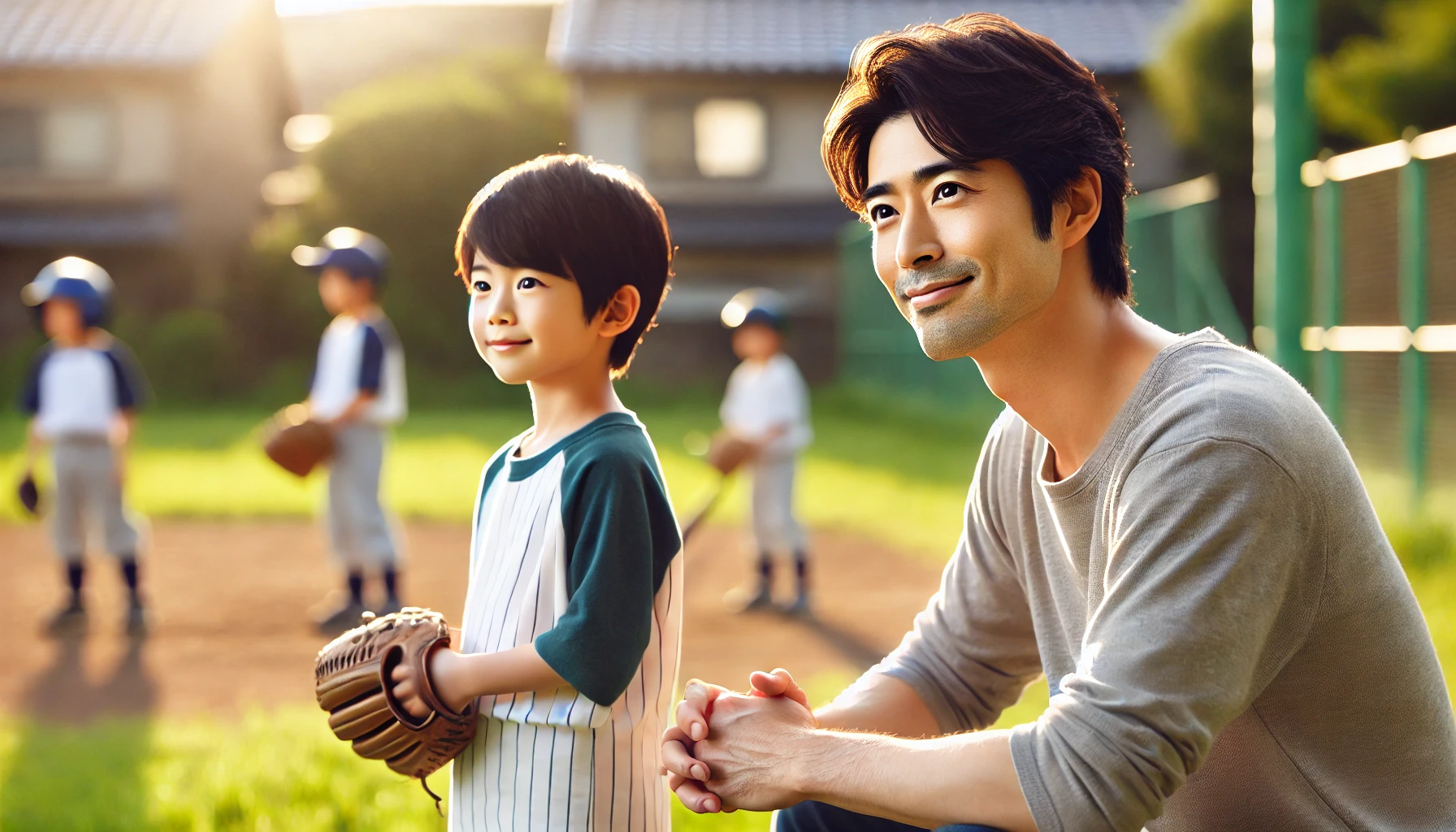 Father watching son baseball practice (2)