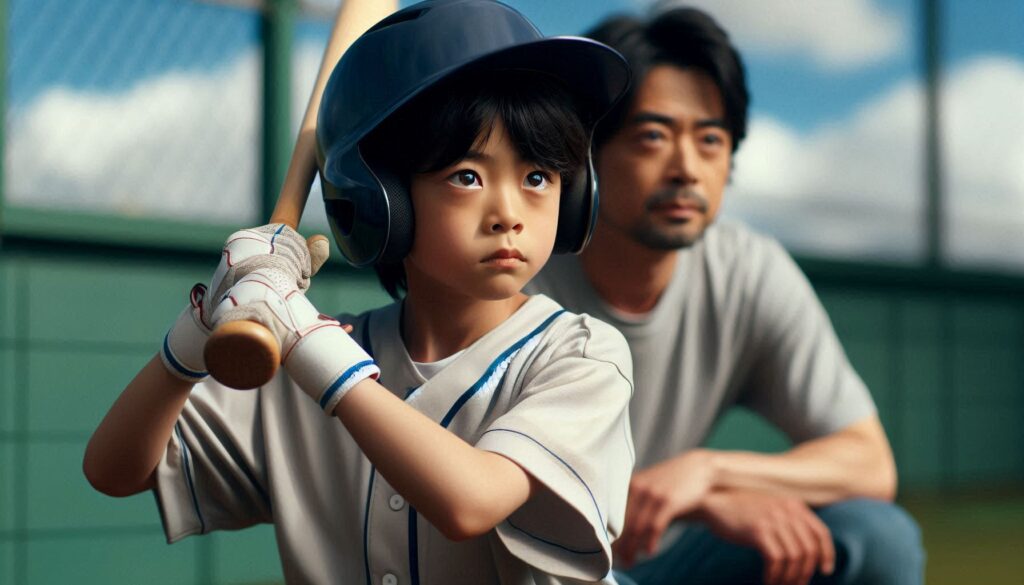 boy-baseball-swing-father-watching