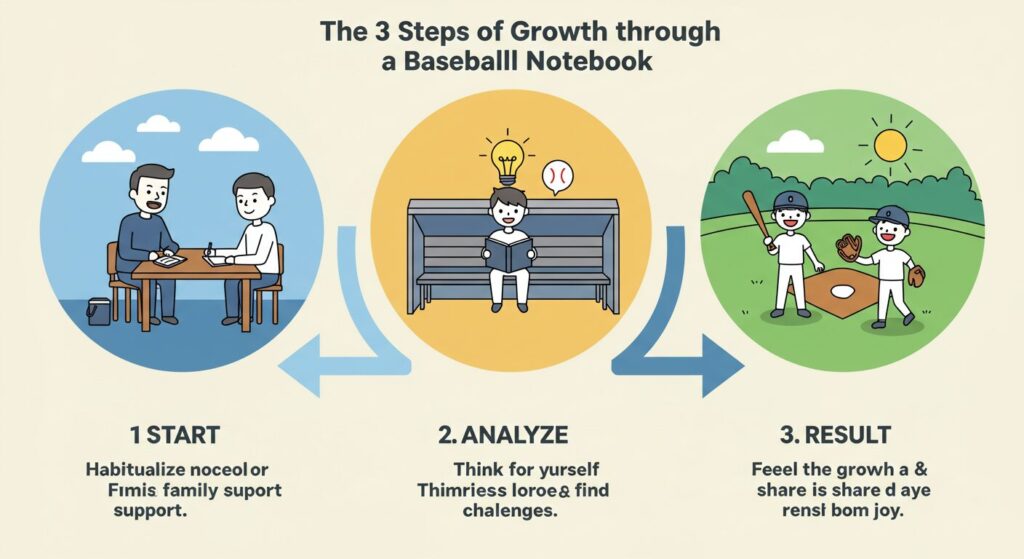 [Starting a Baseball Notebook with Your Child] Solve the Problem of Not Improving! A Complete Guide to Writing Methods and Templates That Even Inexperienced Dads Can Continue (3)