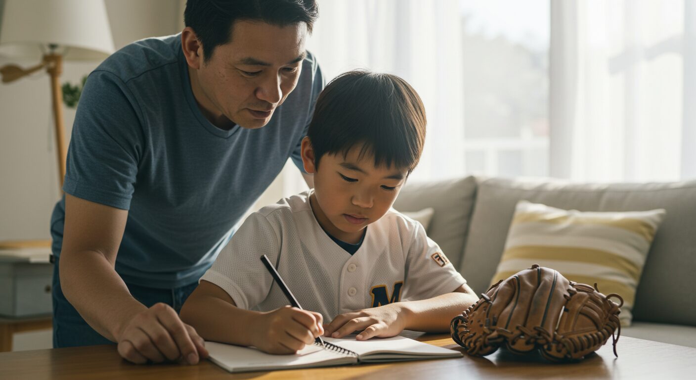 [Starting a Baseball Notebook with Your Child] Solve the Problem of Not Improving! A Complete Guide to Writing Methods and Templates That Even Inexperienced Dads Can Continue
