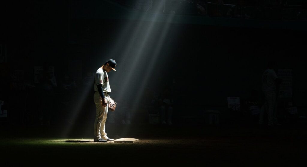 挫折を乗り越え覚醒する野球選手のイメージ