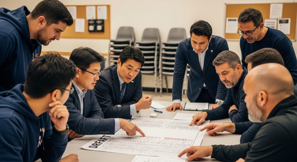 アメリカ少年野球のドラフト会議の様子