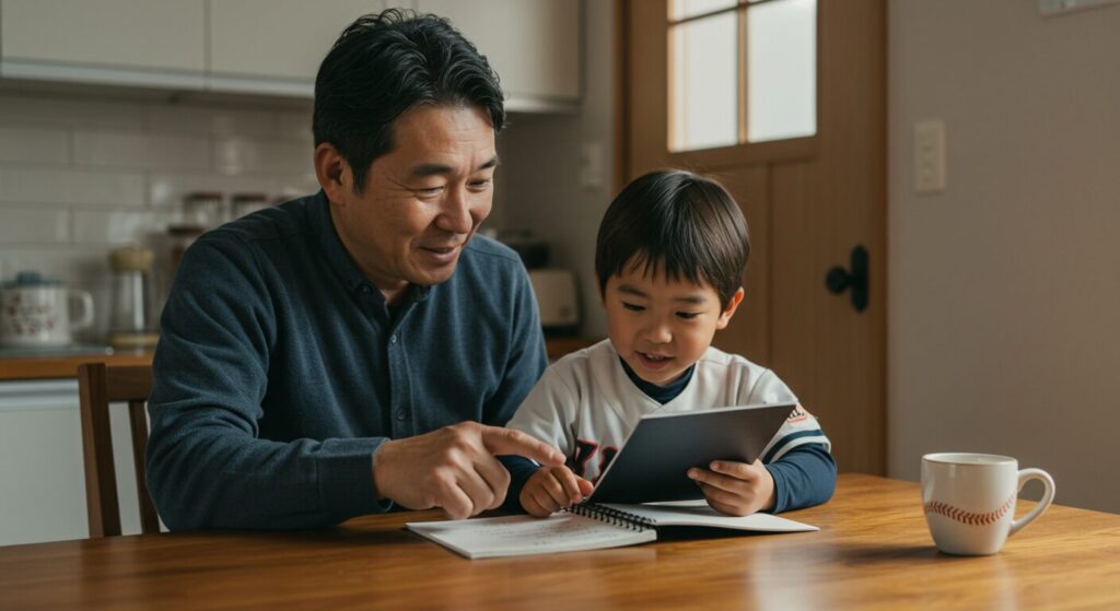 原口文仁選手の引退から人間力を学ぶ野球親子の様子