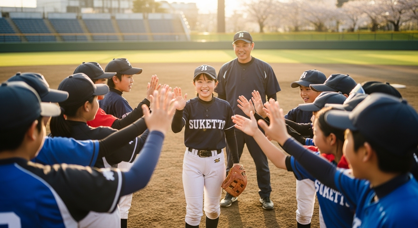 プロ野球の外国人枠の考え方を応用し、少年野球チームで助っ人選手を活かす様子