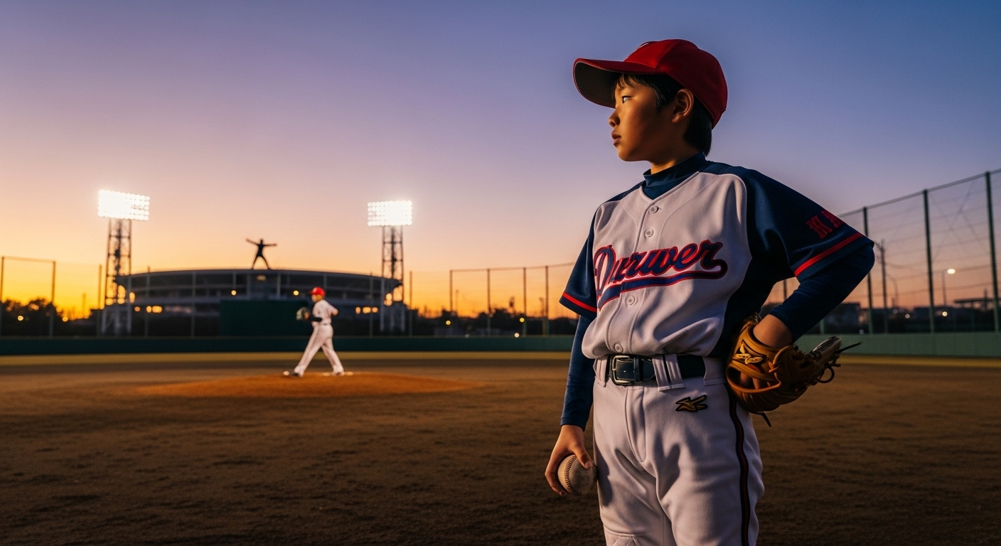 少年野球の少年がプロ野球の山本由伸投手を夢見る様子のアイキャッチ画像
