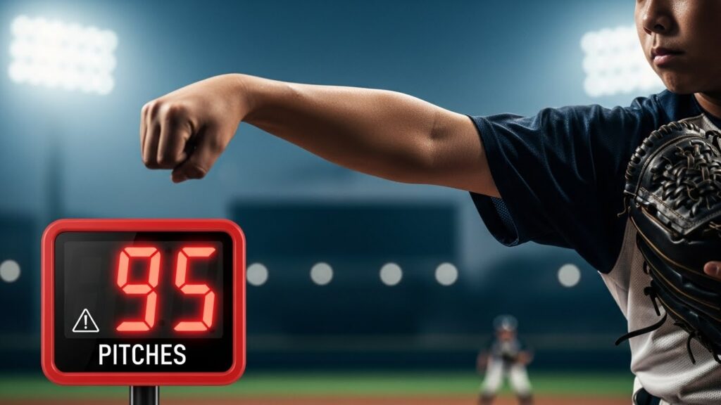 投球数カウンターと少年野球投手の腕