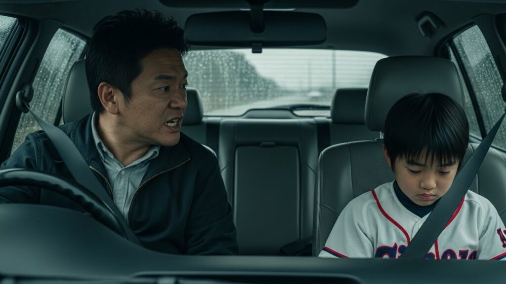 帰りの車内で野球ユニフォーム姿の息子に説教をしてしまう父親