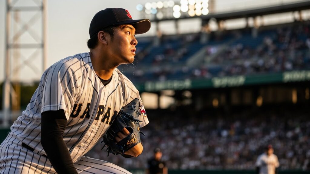 若手選手と共に汗を流すベテラン野球選手(AI生成によるイメージ画像)