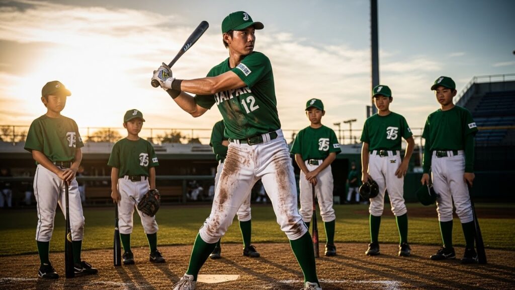 泥だらけになりがら若手選手と共に汗を流し、真剣な眼差しで練習に取り組むベテラン選手