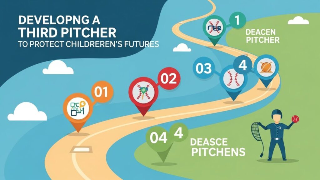 少年野球の未来を守るための4つの要素を描いたインフォグラフィック