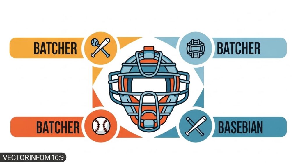 優れたキャッチャーに必要な4つの要素（信頼、頭脳、忍耐、技術）を示したインフォグラフィック