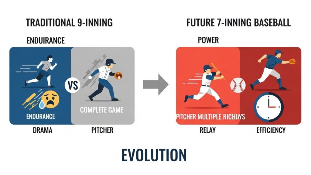9回制野球と7回制野球の特徴比較図解