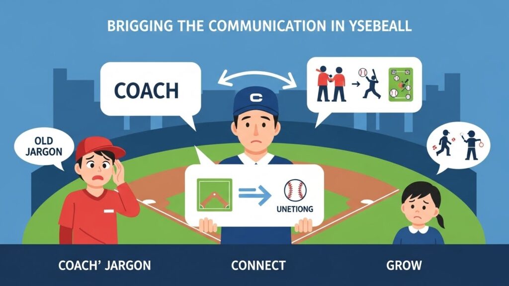 昭和の野球用語を令和の子供に翻訳する父親の役割を図解したインフォグラフィック