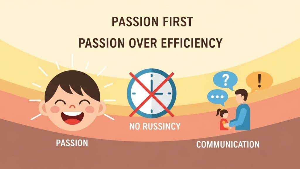 効率より情熱を優先する野球パパのマインドセットを図解したインフォグラフィック(生成AIによるイメージ)