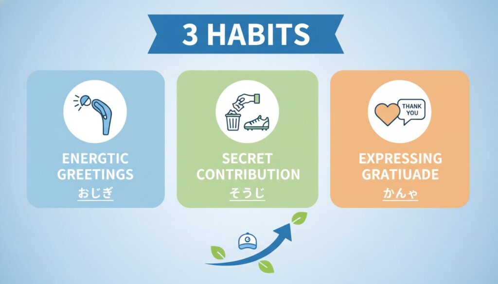 文武両道を育てる3つの習慣インフォグラフィック(生成AIによるイメージ)