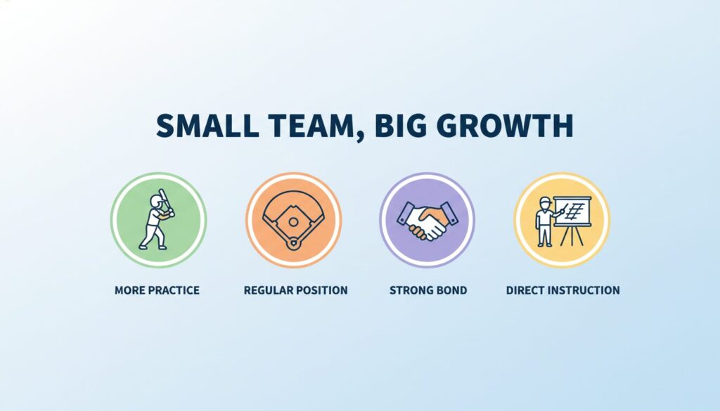 【まとめ】少人数チームが最強の育成環境である5つの理由インフォグラフィック(生成AIによるイメージ)