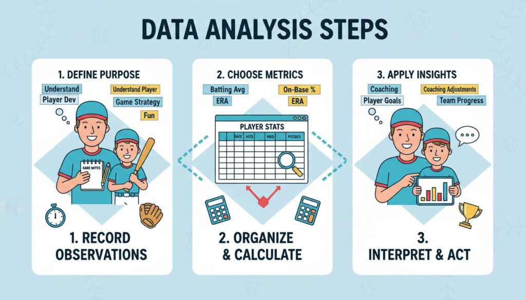 未経験パパがデータ担当として活躍するための3ステップ図解(生成AIによるイメージ)