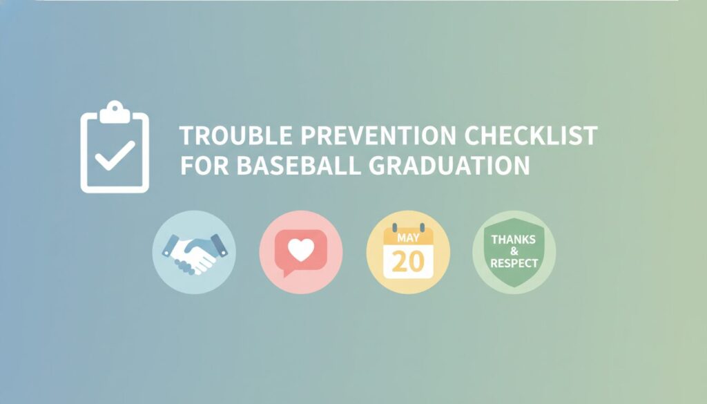 卒団式トラブル回避のためのチェックリストと感謝の図解(生成AIによるイメージ)