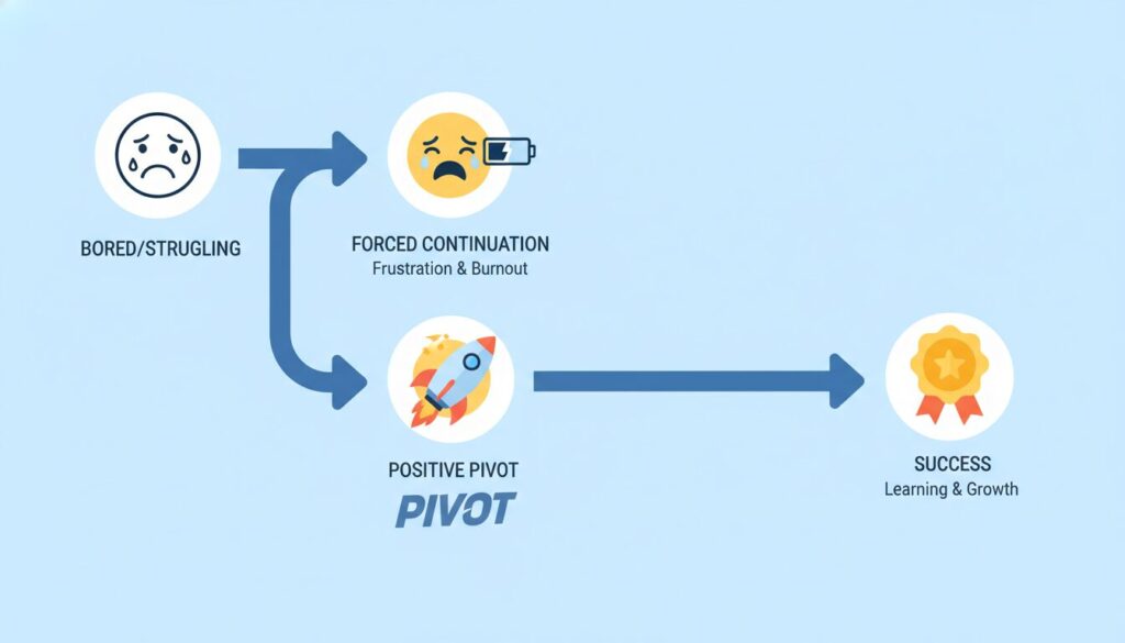 戦略的撤退（ピボット）の成功イメージ図(生成AIによるイメージ)