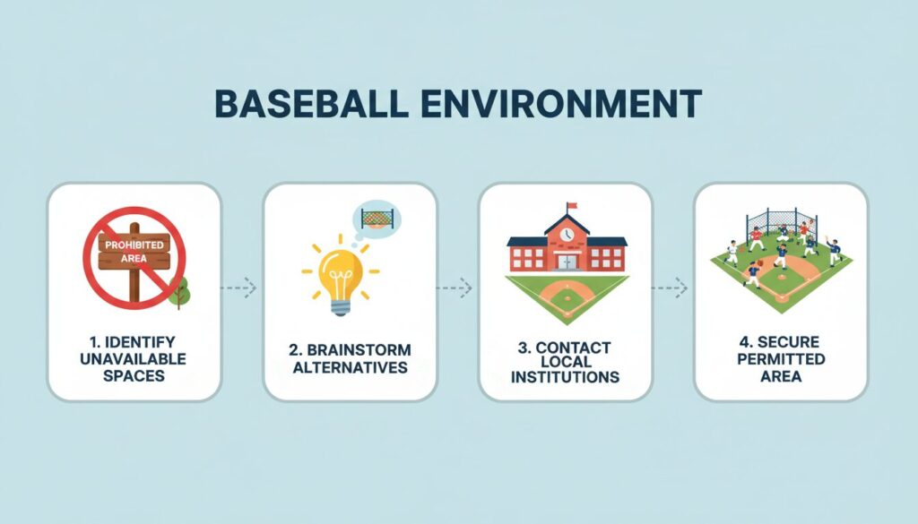 練習場所確保のステップを図解したインフォグラフィック(生成AIによるイメージ)