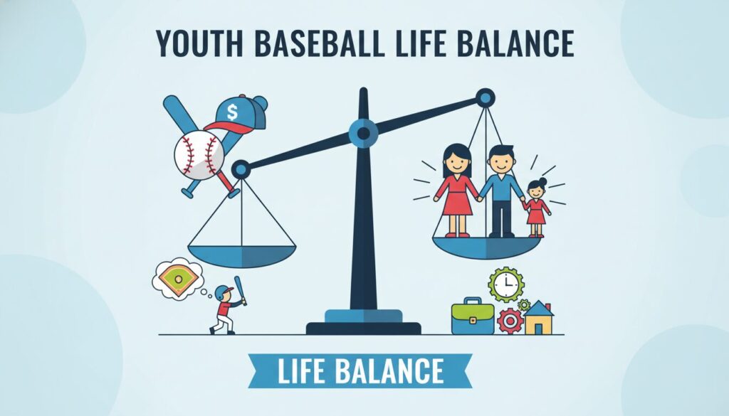 少年野球と家族のライフバランスを図解したインフォグラフィック(生成AIによるイメージ)
