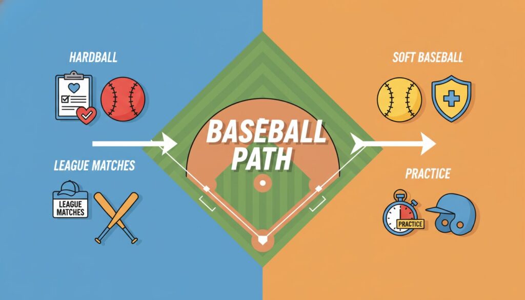 中学野球の進路選択やケガ予防のルールをまとめたイラスト(生成AIによるイメージ)