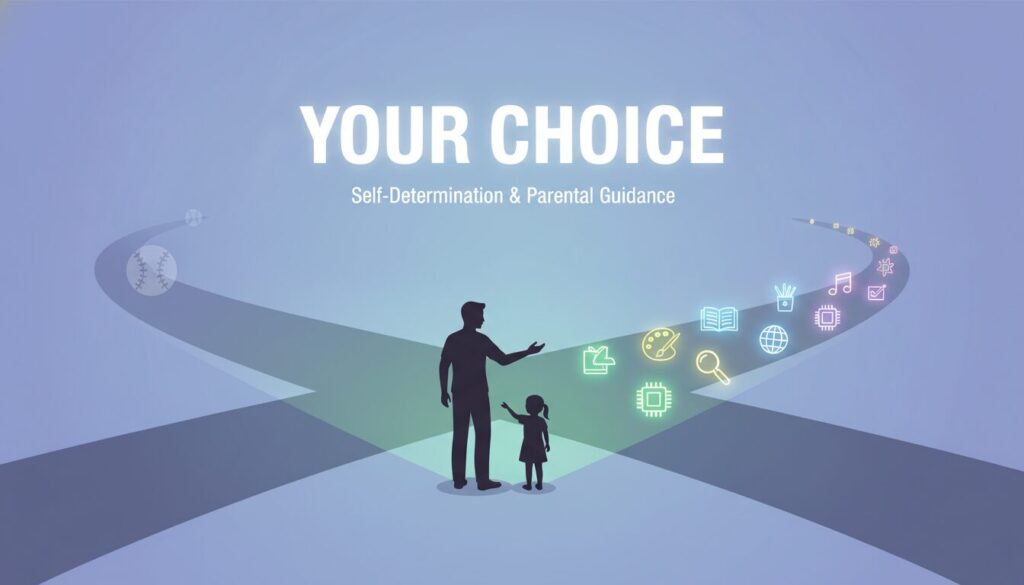 野球の道から新たな未来へと続く分岐点を示したインフォグラフィック(生成AIによるイメージ)