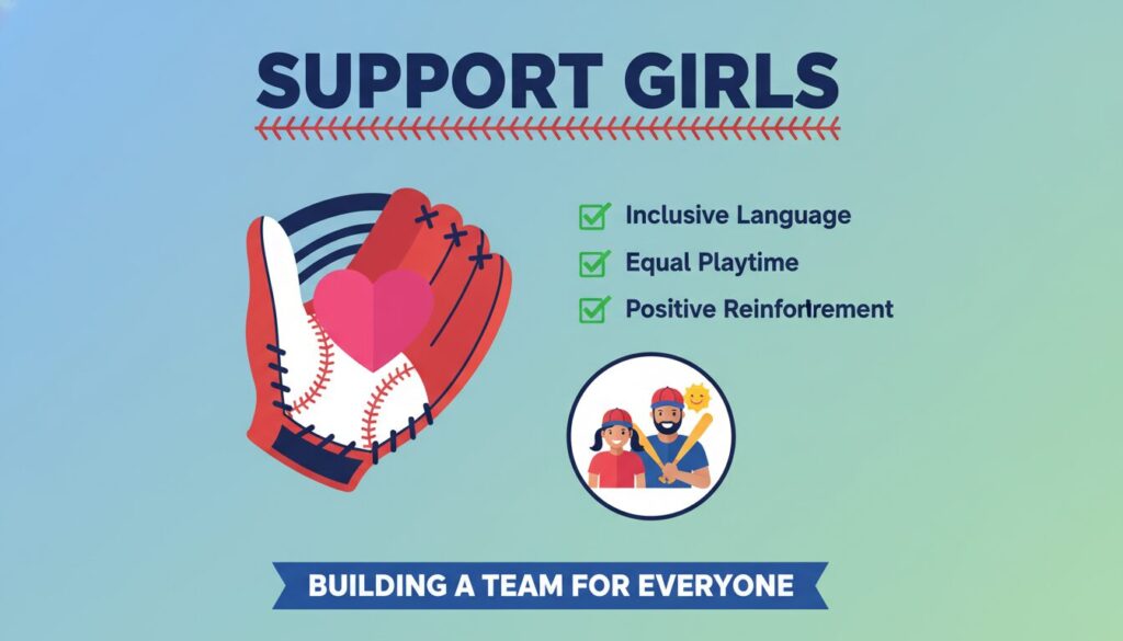 野球少女をサポートするための環境づくりと親の心構えを示すインフォグラフィック(生成AIによるイメージ)