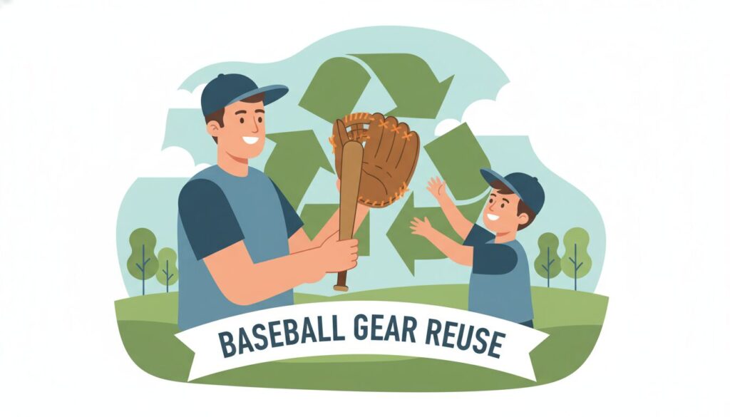 野球道具のお下がりと修理の価値をまとめたインフォグラフィック(生成AIによるイメージ)