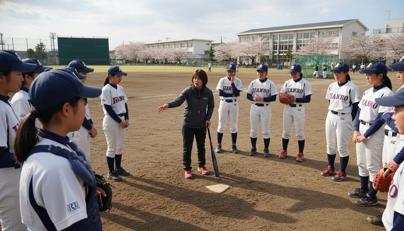 高校女子野球部を見据えた「進路先との連携」と準備を表現した本文中盤のイメージ (生成AIによるイメージ)