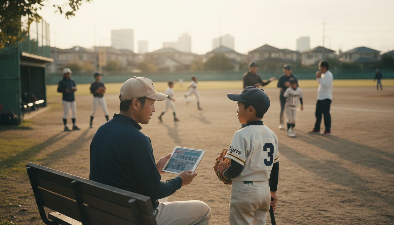 雲の上の話じゃない。高野連トップの辞任劇が少年野球に突きつける「リアル」を表現した本文前半のイメージ (生成AIによるイメージ)