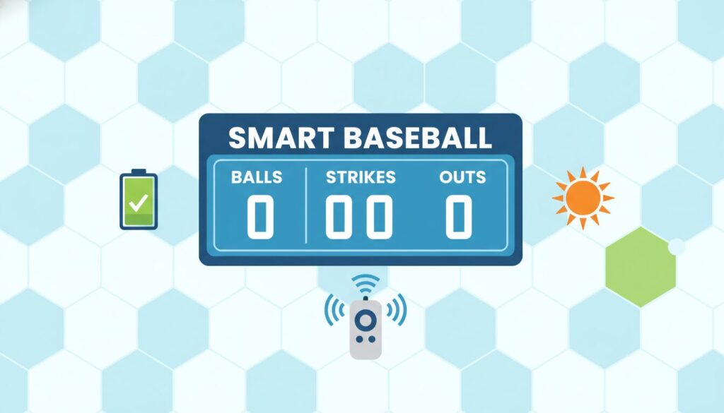 デジタルBSOボードのメリット（バッテリー、視認性、リモコン操作）をまとめたインフォグラフィック(生成AIによるイメージ)