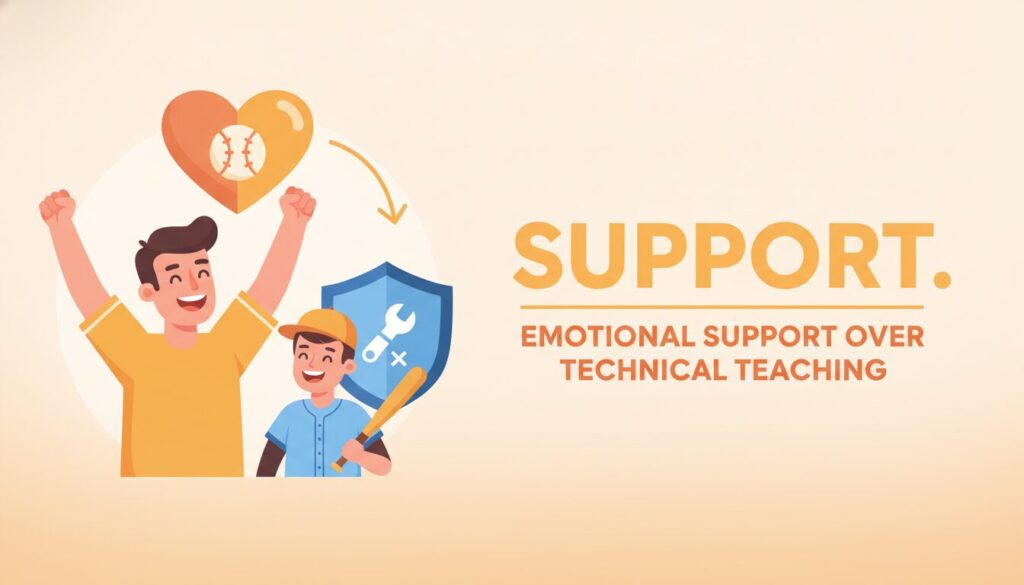 未経験パパが少年野球の子供を精神的にサポートするためのポイントをまとめた図解(生成AIによるイメージ)