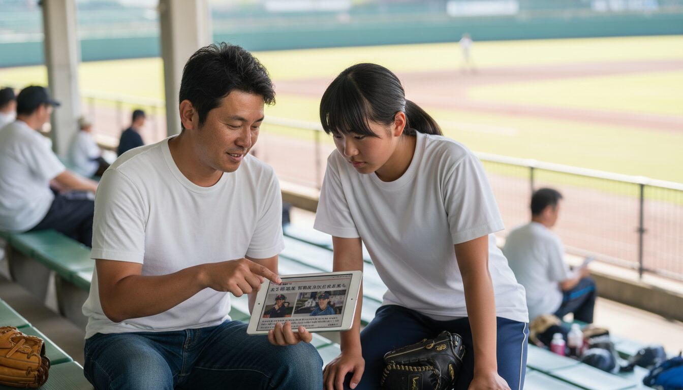 女子野球の現在地と「177cmの新星」寺本悠里さんの決断を表現した本文前半のイメージ (生成AIによるイメージ)