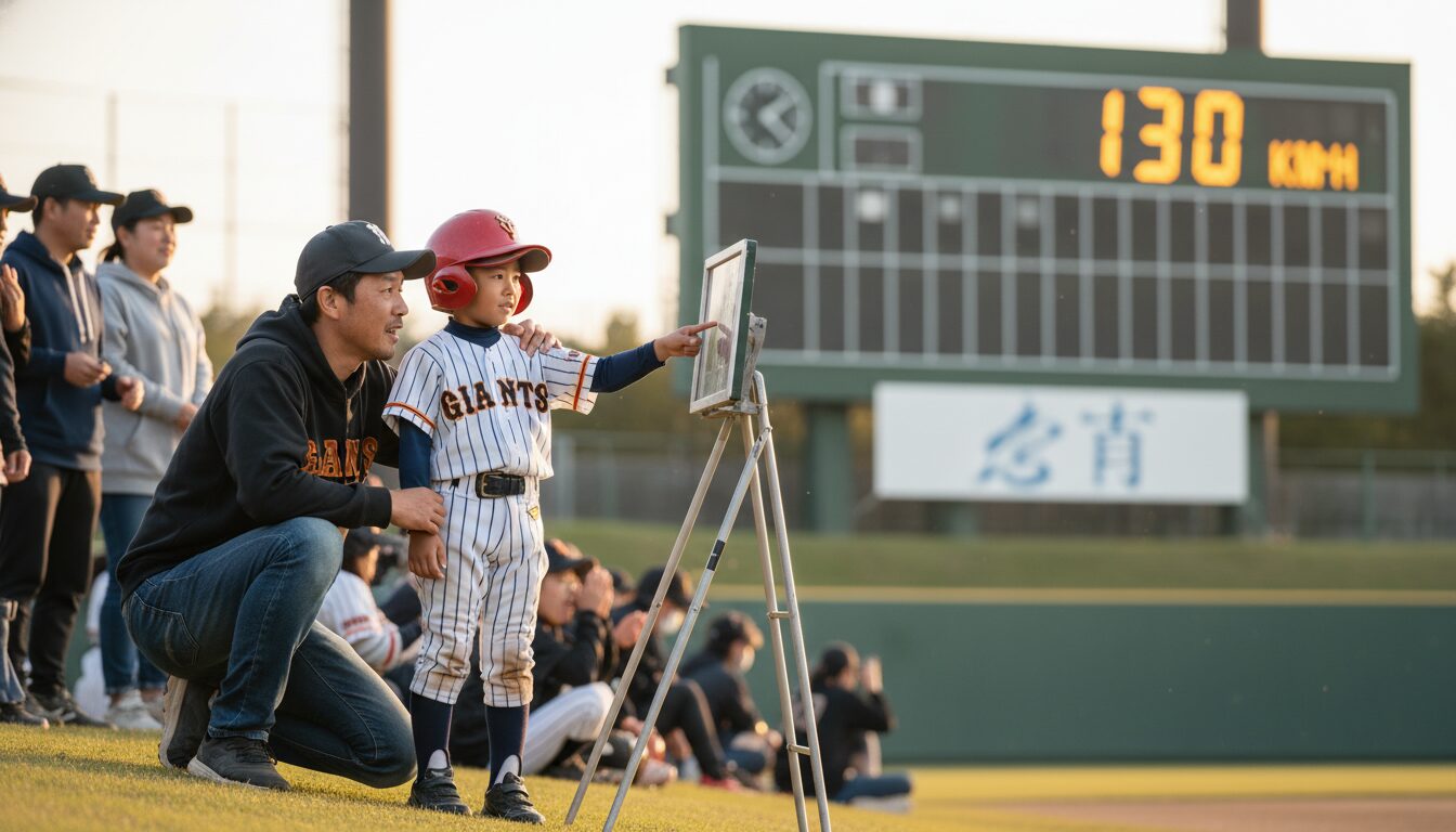 巨人・清水美佑選手が歴史の扉を開いた「130キロ」の衝撃を表現した本文前半のイメージ (生成AIによるイメージ)