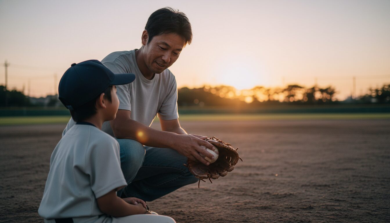 「世界の憧れ」を生む土壌と、少年野球の現場にあるギャップを表現した本文前半のイメージ (生成AIによるイメージ)