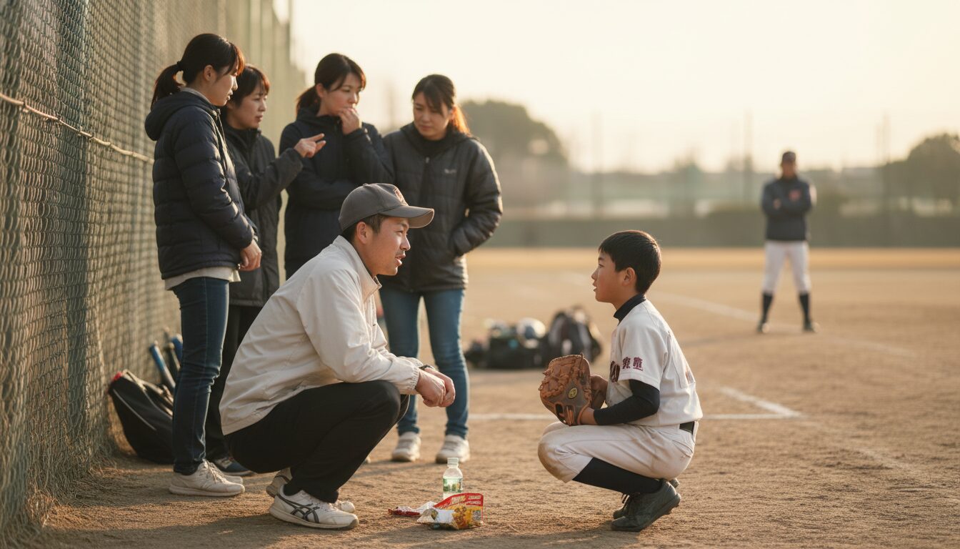 綺麗事抜きで語る!グラウンドの隅で渦巻く「親の不満」の正体を表現した本文中盤のイメージ (生成AIによるイメージ)