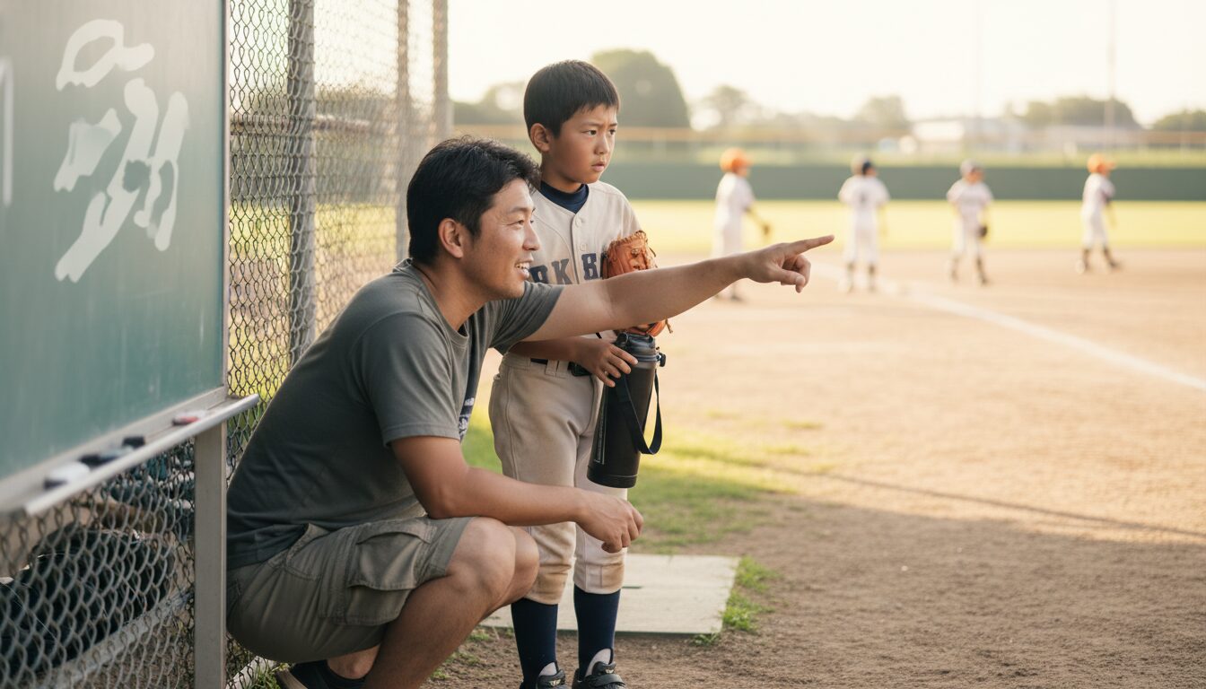 ニュースの裏側：元プロの父が教える「攻めの守備」の本当の意味を表現した本文前半のイメージ (生成AIによるイメージ)