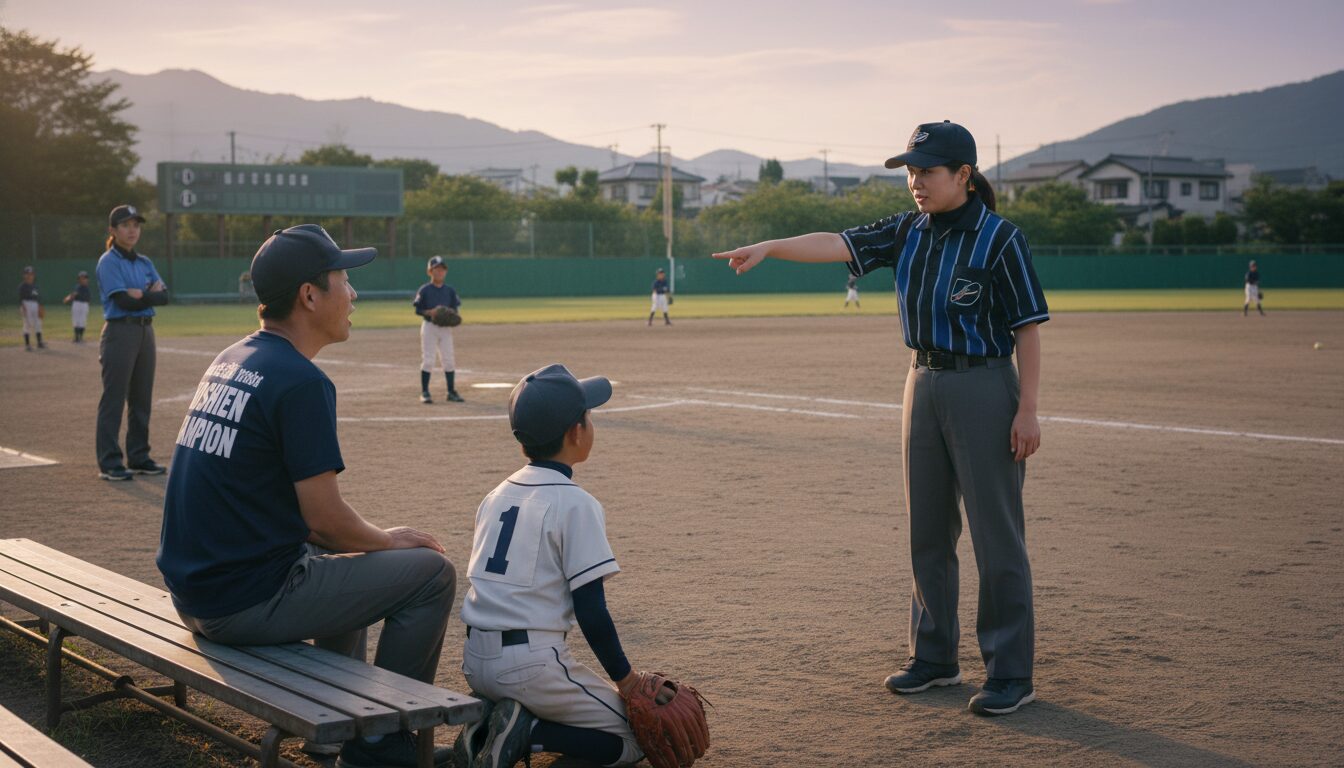 夏の甲子園に女性審判が登場！このニュースが少年野球に与える衝撃を表現した本文前半のイメージ (生成AIによるイメージ)