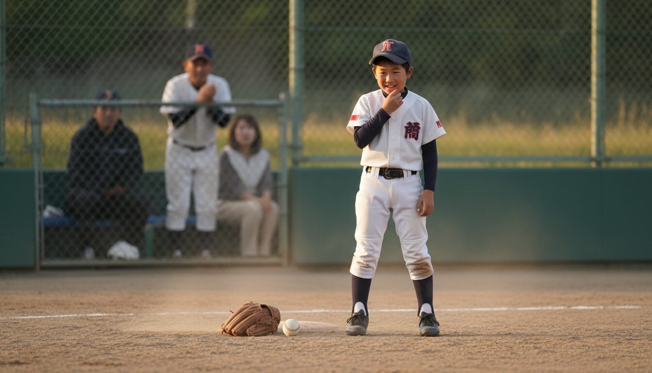 試合中の「照れ笑い」にイライラしていませんか？を表現した本文前半のイメージ (生成AIによるイメージ)