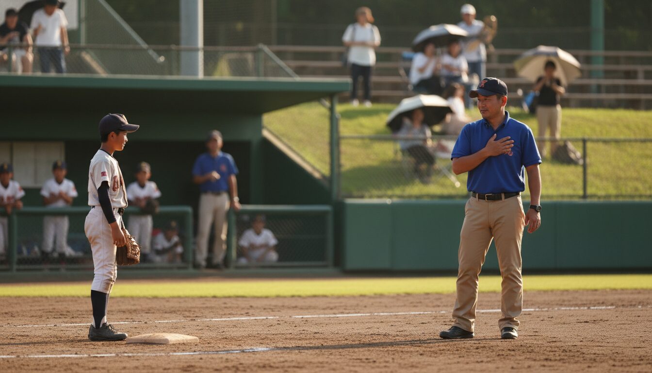 未経験パパでもできる！「照れ笑い」を力に変える具体的な声かけ技術を表現した本文中盤のイメージ (生成AIによるイメージ)