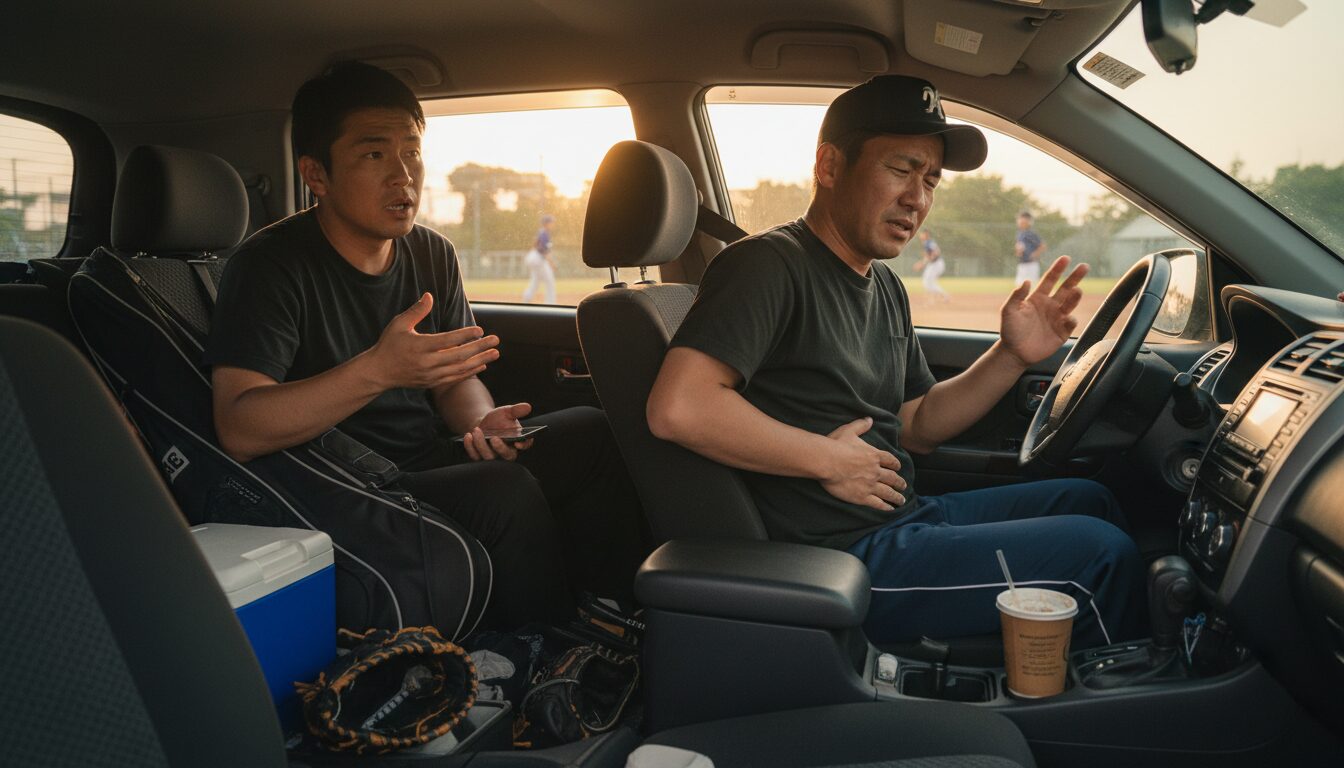 なぜ中学野球の進路選びは「親の胃を痛める」のか?を表現した本文前半のイメージ (生成AIによるイメージ)