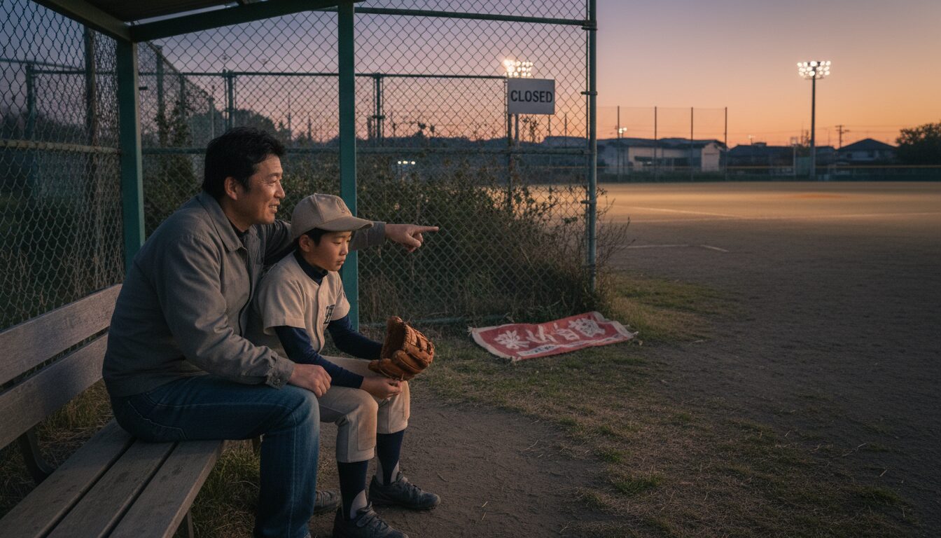 【少年野球の未来】歴史あるチームの閉部とポニーリーグの挑戦に学ぶ「持続可能」なチーム選びと親の役割をイメージした親子の野球シーン (生成AIによるイメージ)