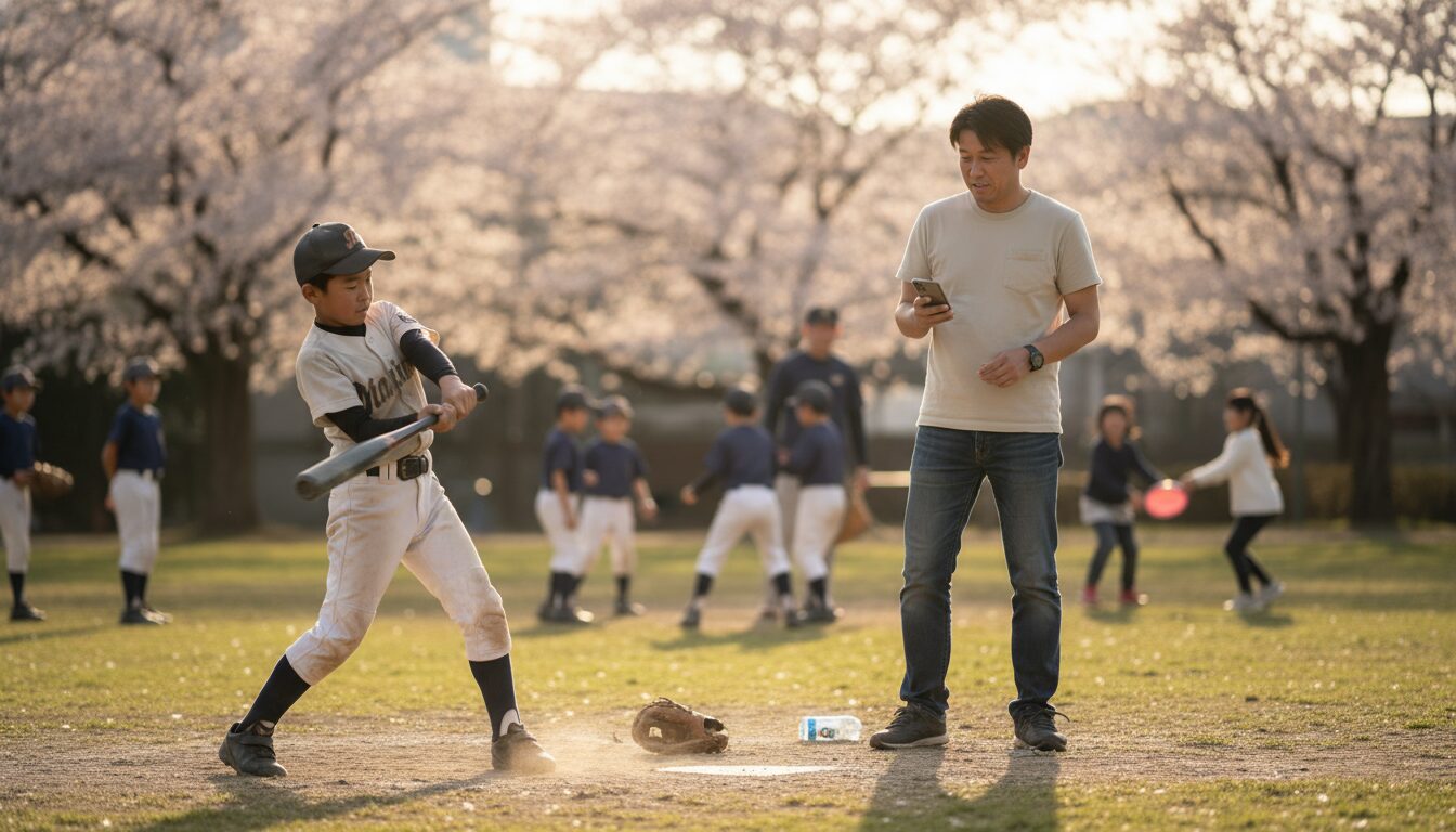 野球一辺倒で大丈夫？「他競技」を敬遠してしまう親の心理を表現した本文前半のイメージ (生成AIによるイメージ)