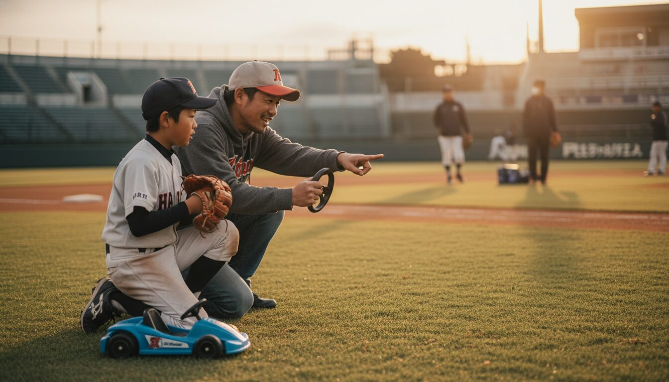 「スピードへの恐怖心」を克服し、走塁のギアを一段上げるを表現した本文中盤のイメージ (生成AIによるイメージ)